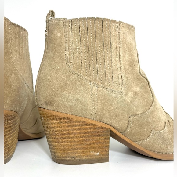 Sam Edelman Winona Suede Western Ankle Boots W 9 Tan Beige - Picture 7 of 9